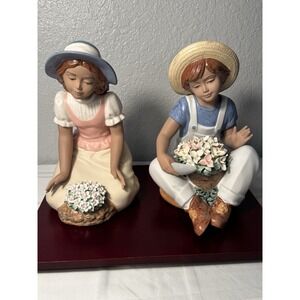 VTG Nadal Retired  #4422 & 4423  Boy And Girl w/Flower Basket Spain Read Descrip